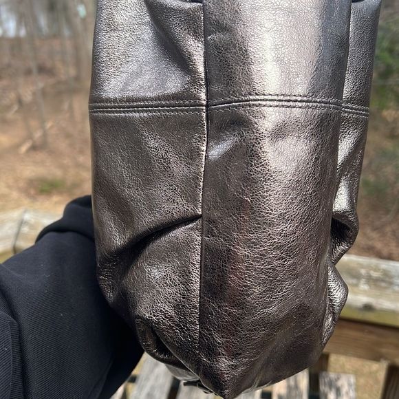 Coach Brook pewter metallic silver hobo satchel bag removable shoulder strap - Picture 11 of 13